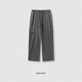 Men's new trousers with multiple pockets. Straight-cut street workwear-style casual washed retro loose pants for men.