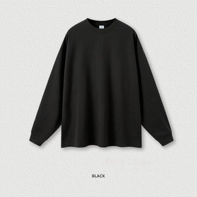 Men's clothing 2024 heavy-duty basic long-sleeved youth autumn and winter solid color pure cotton loose large-sized T-shirt for men.