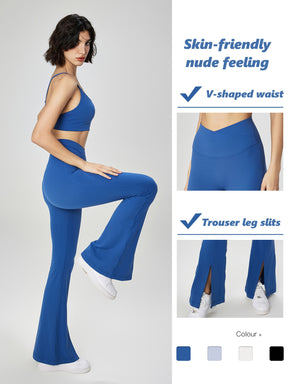 Women's V Waist Slit Yoga Sports Casual Flared Pants