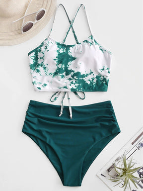 tie-dye printed swimsuit