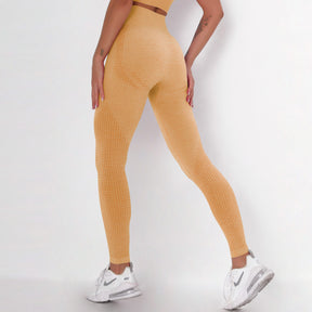 WOMEN'S GYM LEGGINGS - HIGH WAISTED GYM LEGGINGS, VITAL SEAMLESS LEGGINGS FOR GYM WORKOUT - Khaki Marl  - Vital | Sheveve.com