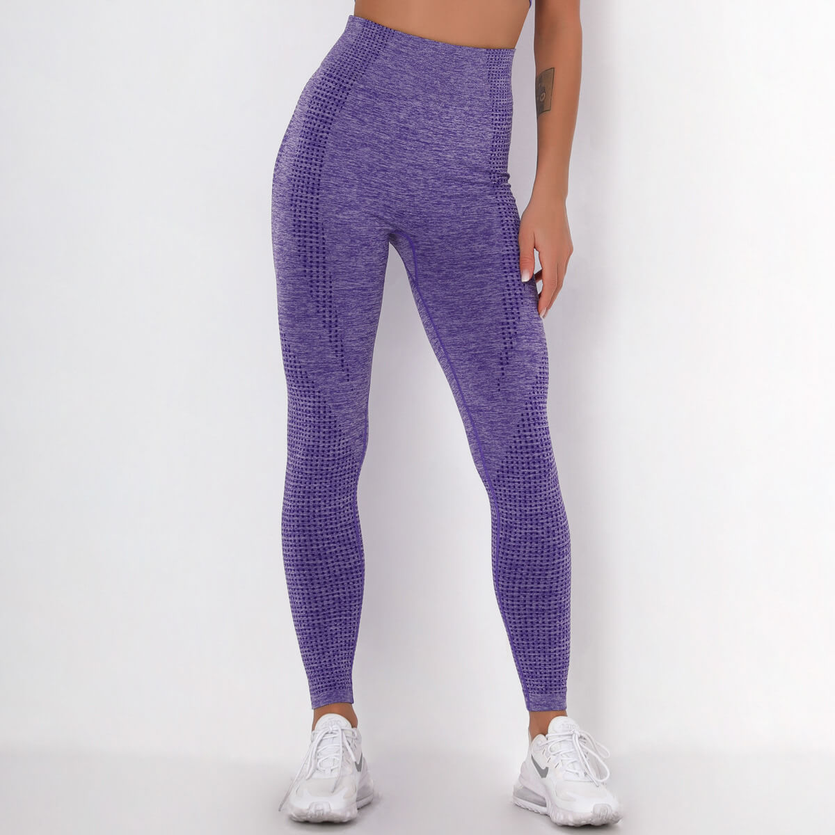 WOMEN'S GYM LEGGINGS - HIGH WAISTED GYM LEGGINGS, VITAL SEAMLESS LEGGINGS FOR GYM WORKOUT - Purple Marl | Sheveve.com