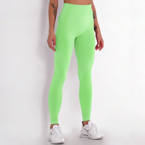 WOMEN'S GYM LEGGINGS - HIGH WAISTED GYM LEGGINGS, VITAL SEAMLESS LEGGINGS FOR GYM WORKOUT - Fluorescent Green Marl | Sheveve.com