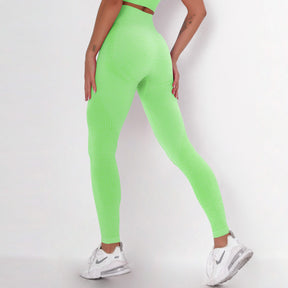 WOMEN'S GYM LEGGINGS - HIGH WAISTED GYM LEGGINGS, VITAL SEAMLESS LEGGINGS FOR GYM WORKOUT - Fluorescent Green Marl | Sheveve.com