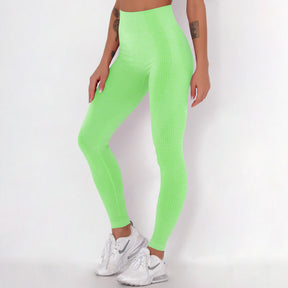 WOMEN'S GYM LEGGINGS - HIGH WAISTED GYM LEGGINGS, VITAL SEAMLESS LEGGINGS FOR GYM WORKOUT - Fluorescent Green Marl -Vital | Sheveve.com