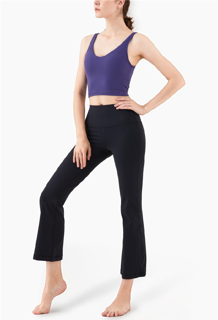 WOMENS FLARE LEGGINGS - HIGH WAISTED FLARE LEGGINGS, YOGA FLARE LEGGINGS SEAMLESS FLARE LEGGINGS FOR LADIES -Black | Sheveve.com