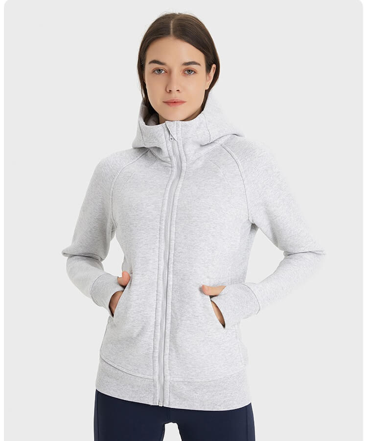 Full Zip Hoodies for Women - Newest Hoodies with Thumb Holes and Pockets, Solid Hoodies for Fall Winter -Cool Grey | Sheveve.com