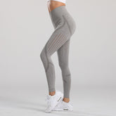 High Waist Hollow Booty Lifting Leggings Light Grey - Bum Enhancing Gym Leggings, Hollow Out Leggings for Ladies, Women | Sheveve.com