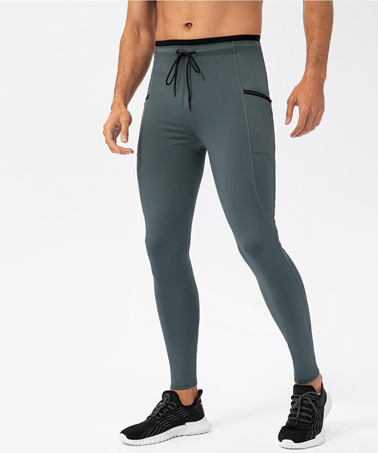 Leggings de compression pour hommes – Leggings de course pour hommes, collants de course avec poches pour la course, le basket-ball, l'entraînement