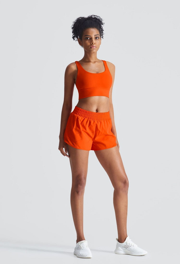 Women's Running Shorts - High Waisted Running Shorts with Liner Tights, Ladies Running Shorts for Sale - Orange | Sheveve.com