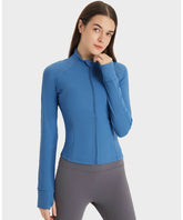 Yoga Jackets for Women - Sports Jackets Super Dry Jackets Zip Up Jackets Define Jacket for Yoga Workout - Dutch Blue | Sheveve.com