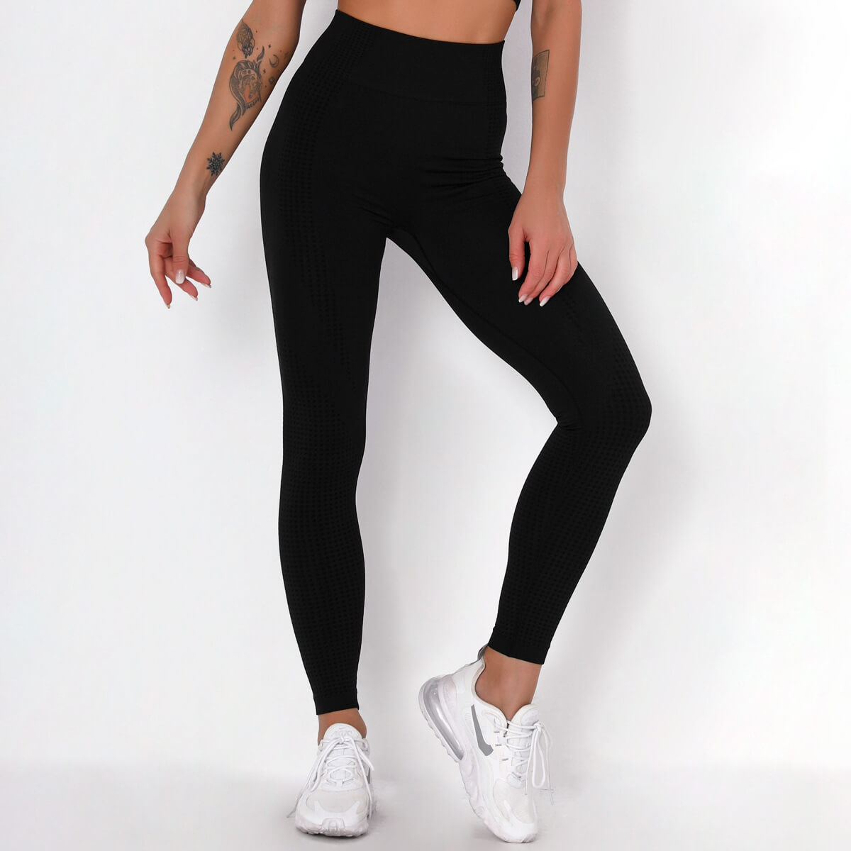 WOMEN'S GYM LEGGINGS - HIGH WAISTED GYM LEGGINGS, VITAL SEAMLESS LEGGINGS FOR GYM WORKOUT - Black Marl | Sheveve.com