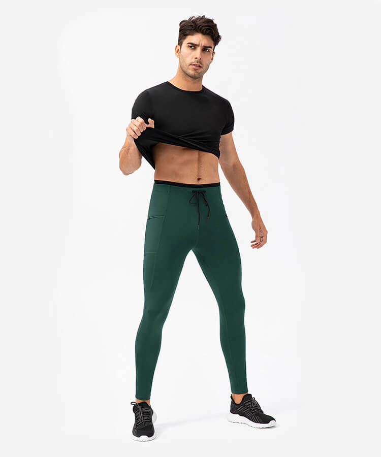 Leggings de compression pour hommes – Leggings de course pour hommes, collants de course avec poches pour la course, le basket-ball, l'entraînement