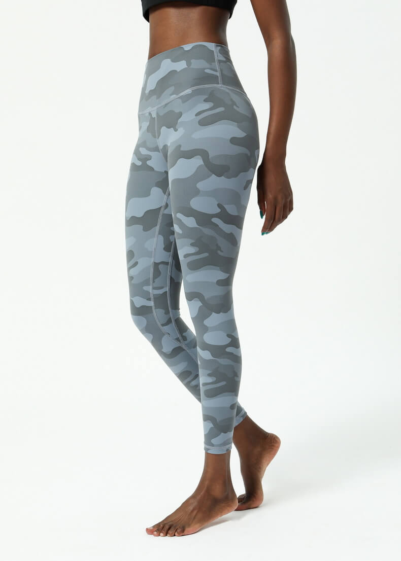 Women's Camo Yoga Pants - Camouflage Yoga Pants High Rise Yoga Pants for Fall, Winter - Sky Blue | Sheveve.com