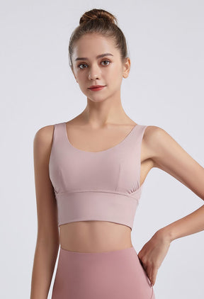 Women's Bean Paste Pink Sport Bra - Push Up Sports Bra Seamless Sports Bra Yoga Sports Bra Shockproof Sports Bra on Sale | Sheveve.com