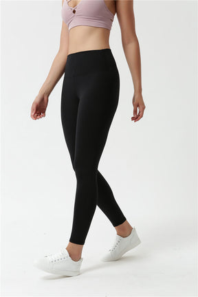 Tight Yoga Pants for Ladies - High Rise Yoga Pants Seamless Yoga Pants with Hidden Waistband Pocket - Black-Side | Sheveve.com