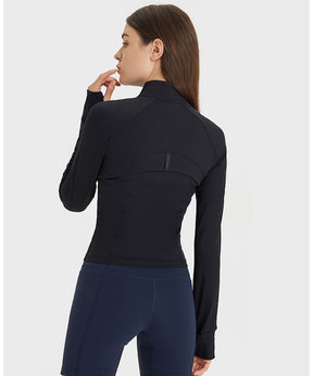 Yoga Jackets for Women - Sports Jackets Super Dry Jackets Zip Up Jackets Define Jacket for Yoga Workout - Black - Back | Sheveve.com