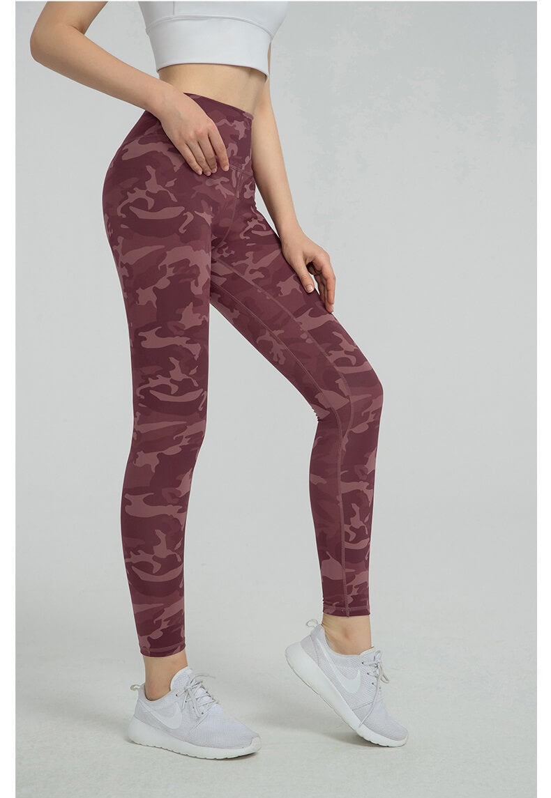 High Waist Camouflage Leggings - Camouflage Gym Leggings Camouflage Yoga Leggings for Autumn, Winter - Purple - Vital | Sheveve.com