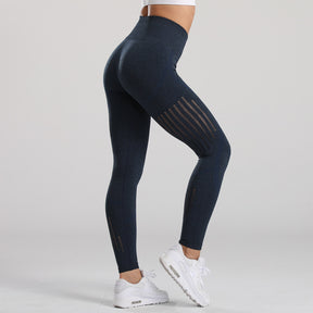 High Waist Hollow Booty Lifting Leggings Dark Blue - Bum Enhancing Gym Leggings, Hollow Out Leggings for Ladies, Women - Back | Sheveve.com