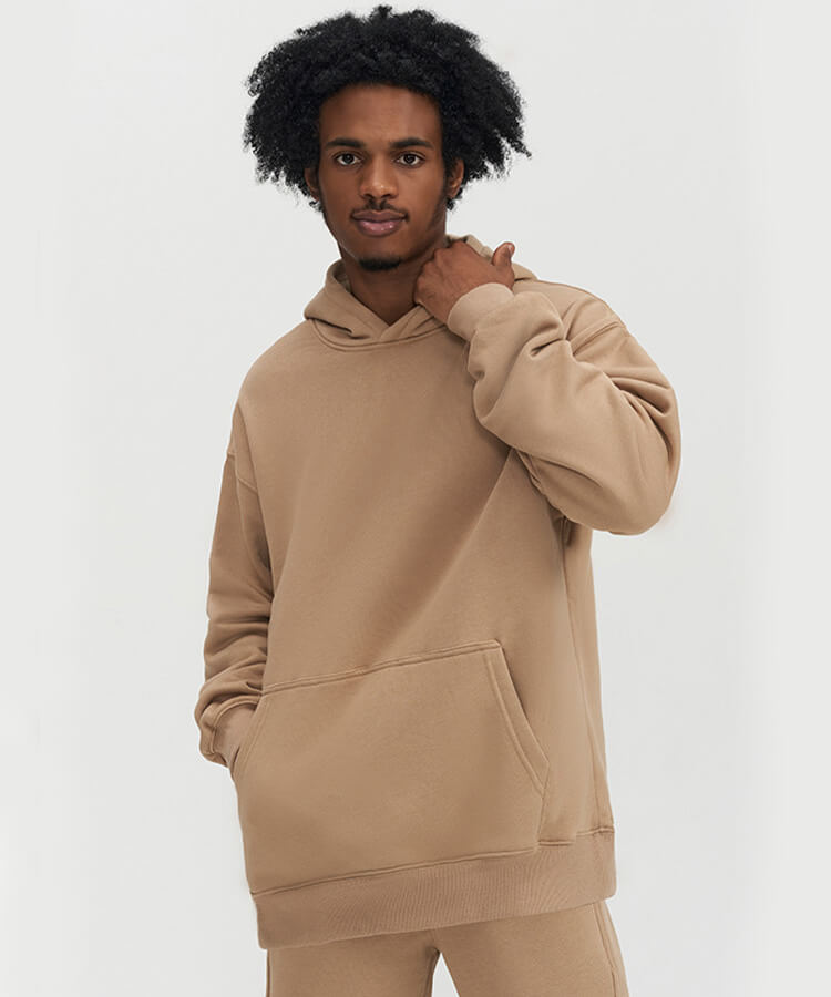 Khaki  Essentials Hoodies for Men - Fleece Hoodie Mens Solid Color Hoodie Loose Hoodie Thick Hoodie for Spring Fall | Sheveve.com