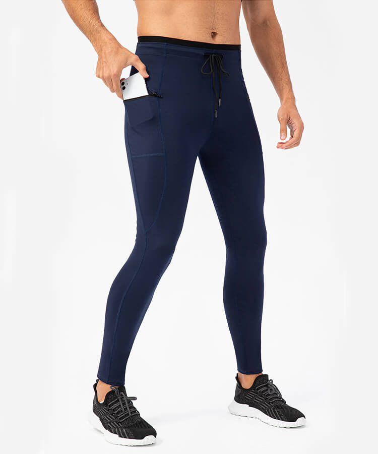 Leggings de compression pour hommes – Leggings de course pour hommes, collants de course avec poches pour la course, le basket-ball, l'entraînement