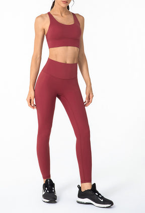 High Waist Legging with Pocket - Gym Legging Yoga Legging, Seamless Tummy Control Legging for Ladies - Claret | Sheveve.com