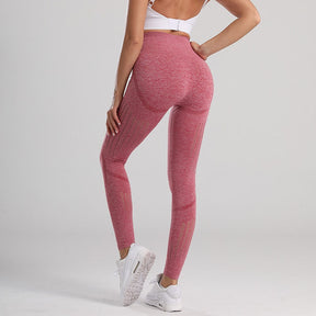 High Waist Hollow Booty Lifting Leggings Rose Red - Bum Enhancing Gym Leggings, Hollow Out Leggings for Ladies, Women - Back  | Sheveve.com