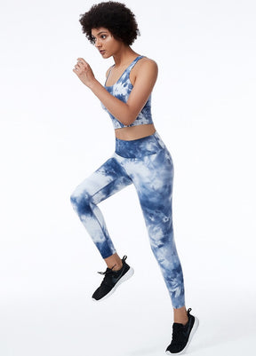 Womens Tie Dye Leggings - Tie Dye Gym Leggings Tie Dye Yoga Leggings, Sweaty Betty Tie Dye Leggings for Fall, Winter - Light Inky Blue - Vital | Sheveve.com