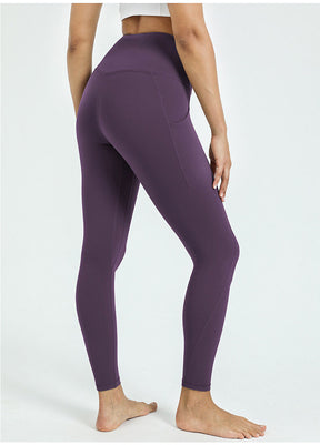 Purple Yoga Pants for Women Active - High Waist Yoga Pants with Pockets, Tummy Control Yoga Pants for Yoga Workout - Back | Sheveve.com