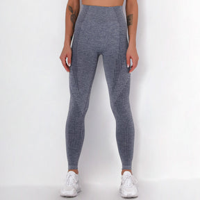 WOMEN'S GYM LEGGINGS - HIGH WAISTED GYM LEGGINGS, VITAL SEAMLESS LEGGINGS FOR GYM WORKOUT - Navy Blue Marl | Sheveve.com