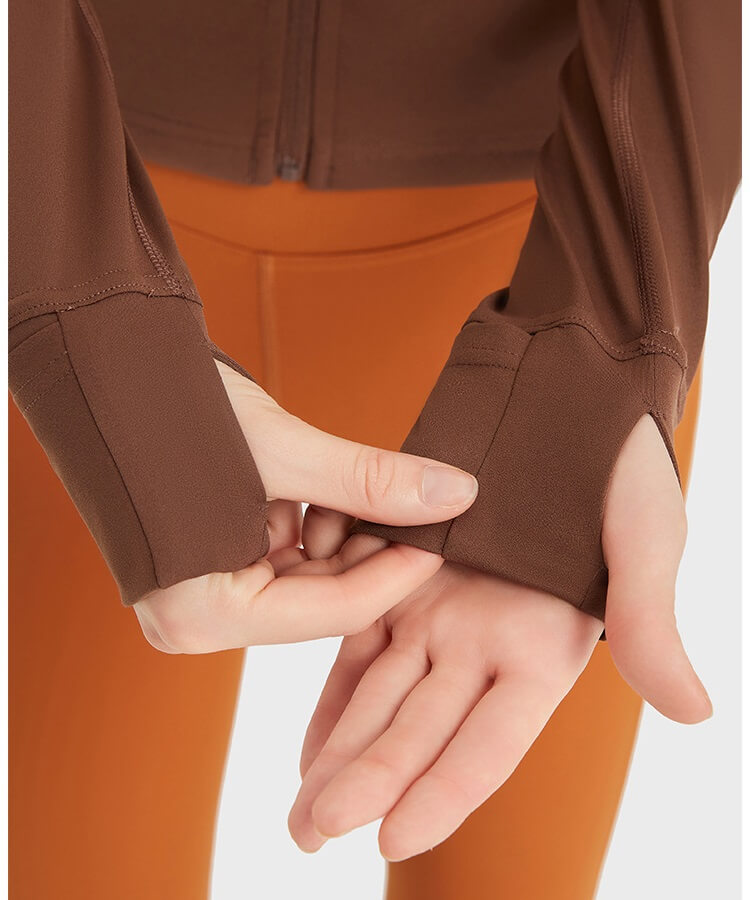 Yoga Jackets for Women - Sports Jackets Super Dry Jackets Zip Up Jackets Define Jacket for Yoga Workout - Brown Coffee - Thumb Holde  | Sheveve.com