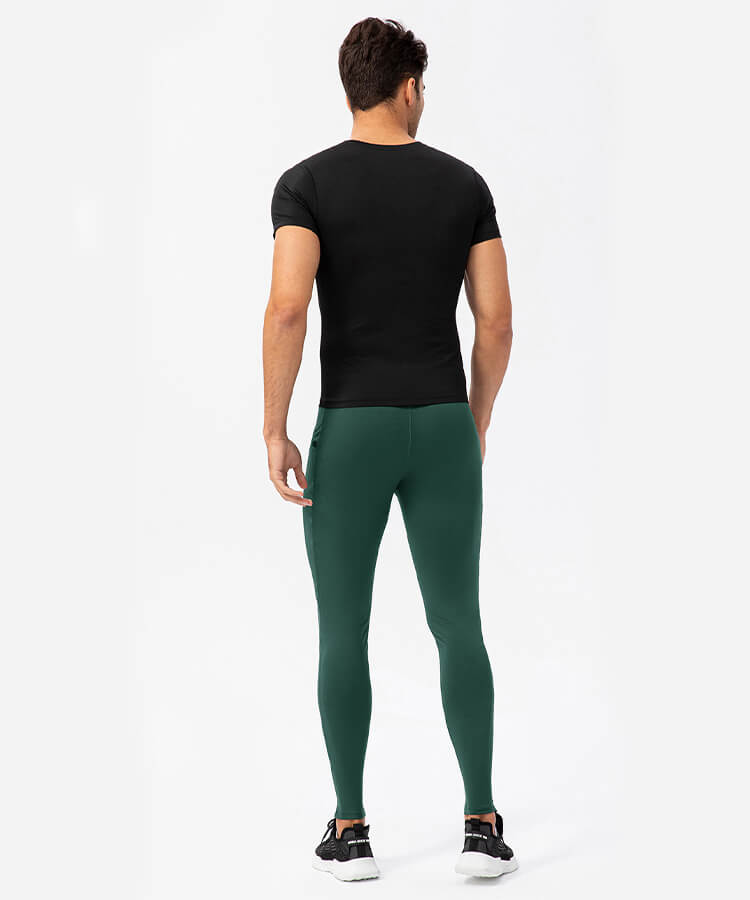 Leggings de compression pour hommes – Leggings de course pour hommes, collants de course avec poches pour la course, le basket-ball, l'entraînement