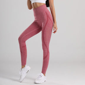 High Waist Hollow Booty Lifting Leggings Rose Red - Bum Enhancing Gym Leggings, Hollow Out Leggings for Ladies, Women | Sheveve.com