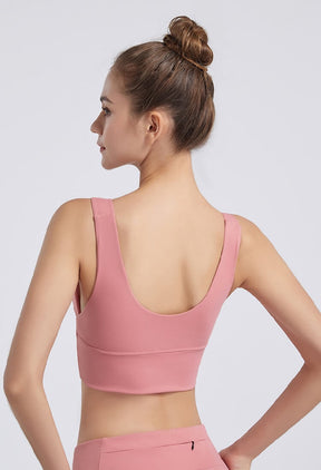 Women's Rouge Pink Sport Bra - Push Up Sports Bra Seamless Sports Bra Yoga Sports Bra Shockproof Sports Bra on Sale - Back | Sheveve.com