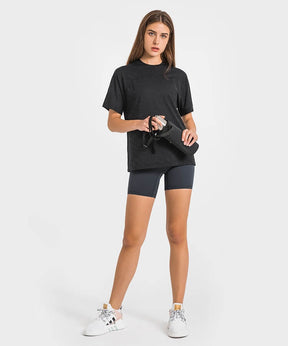 Women's Short Sleeve T Shirts - High Neck T Shirt Loose T Shirt Breathable T Shirt Jacquard Shirts for Spring Summer - Black | Sheveve.com