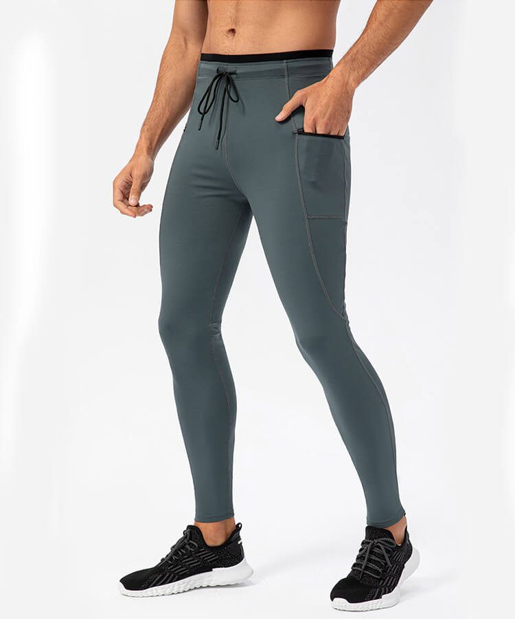 Leggings de compression pour hommes – Leggings de course pour hommes, collants de course avec poches pour la course, le basket-ball, l'entraînement