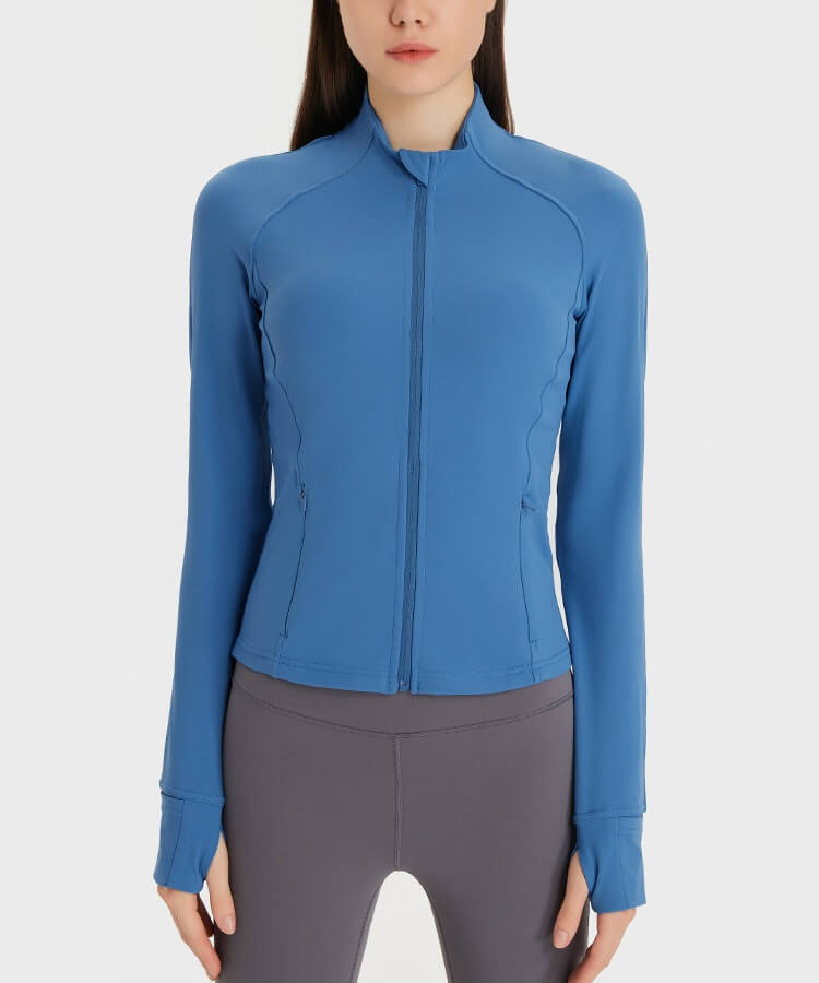 Yoga Jackets for Women - Sports Jackets Super Dry Jackets Zip Up Jackets Define Jacket for Yoga Workout - Dutch Blue | Sheveve.com