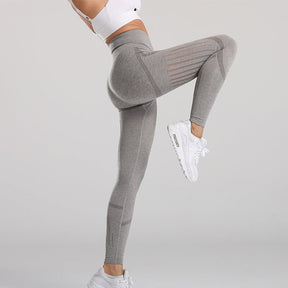 High Waist Hollow Booty Lifting Leggings Light Grey - Bum Enhancing Gym Leggings, Hollow Out Leggings for Ladies, Women | Sheveve.com