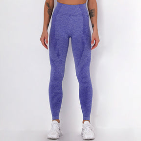 WOMEN'S GYM LEGGINGS - HIGH WAISTED GYM LEGGINGS, VITAL SEAMLESS LEGGINGS FOR GYM WORKOUT - Royal Blue Marl | Sheveve.com