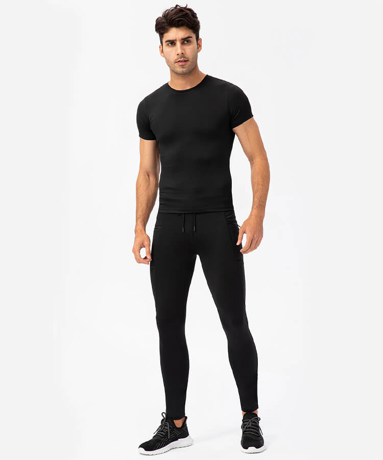 Leggings de compression pour hommes – Leggings de course pour hommes, collants de course avec poches pour la course, le basket-ball, l'entraînement