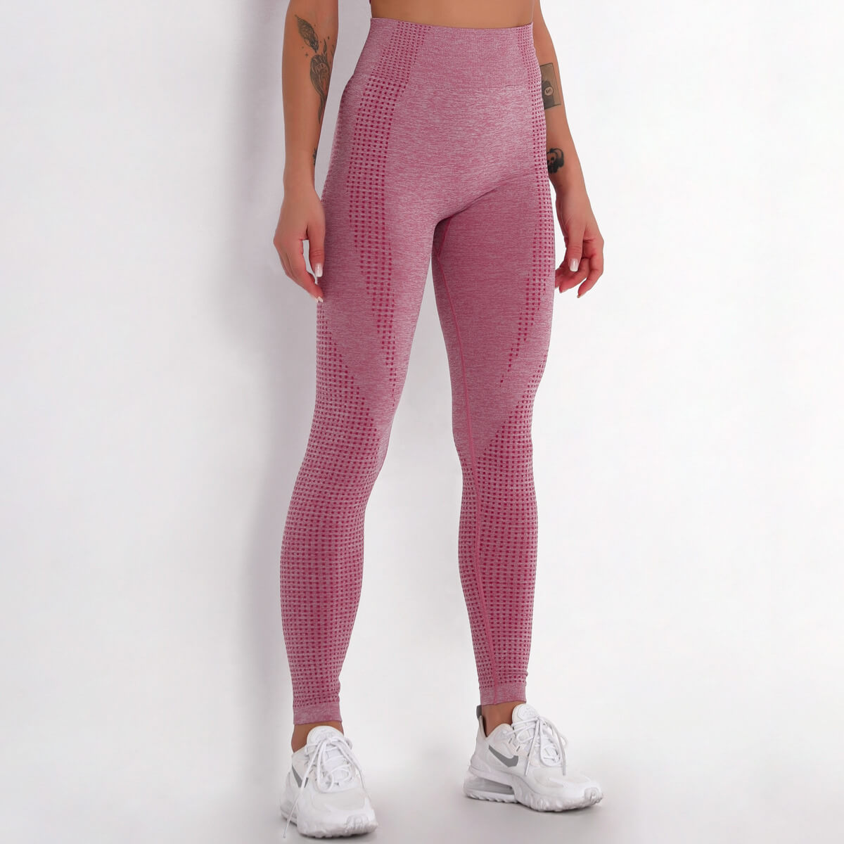 WOMEN'S GYM LEGGINGS - HIGH WAISTED GYM LEGGINGS, VITAL SEAMLESS LEGGINGS FOR GYM WORKOUT - Claret Marl | Sheveve.com