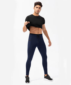 Leggings de compression pour hommes – Leggings de course pour hommes, collants de course avec poches pour la course, le basket-ball, l'entraînement