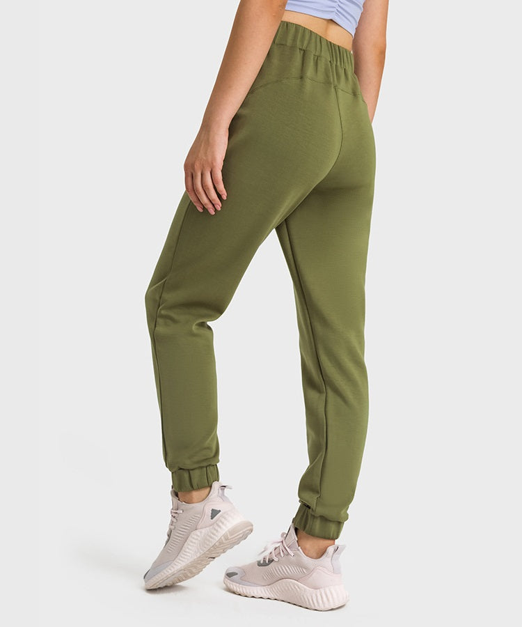 Essentials Joggers for Women - Winter Joggers Warm Joggers Rayon Joggers Soft Joggers Mid Rise Joggers for Fall Winter - Glyph - Back | Sheveve.com