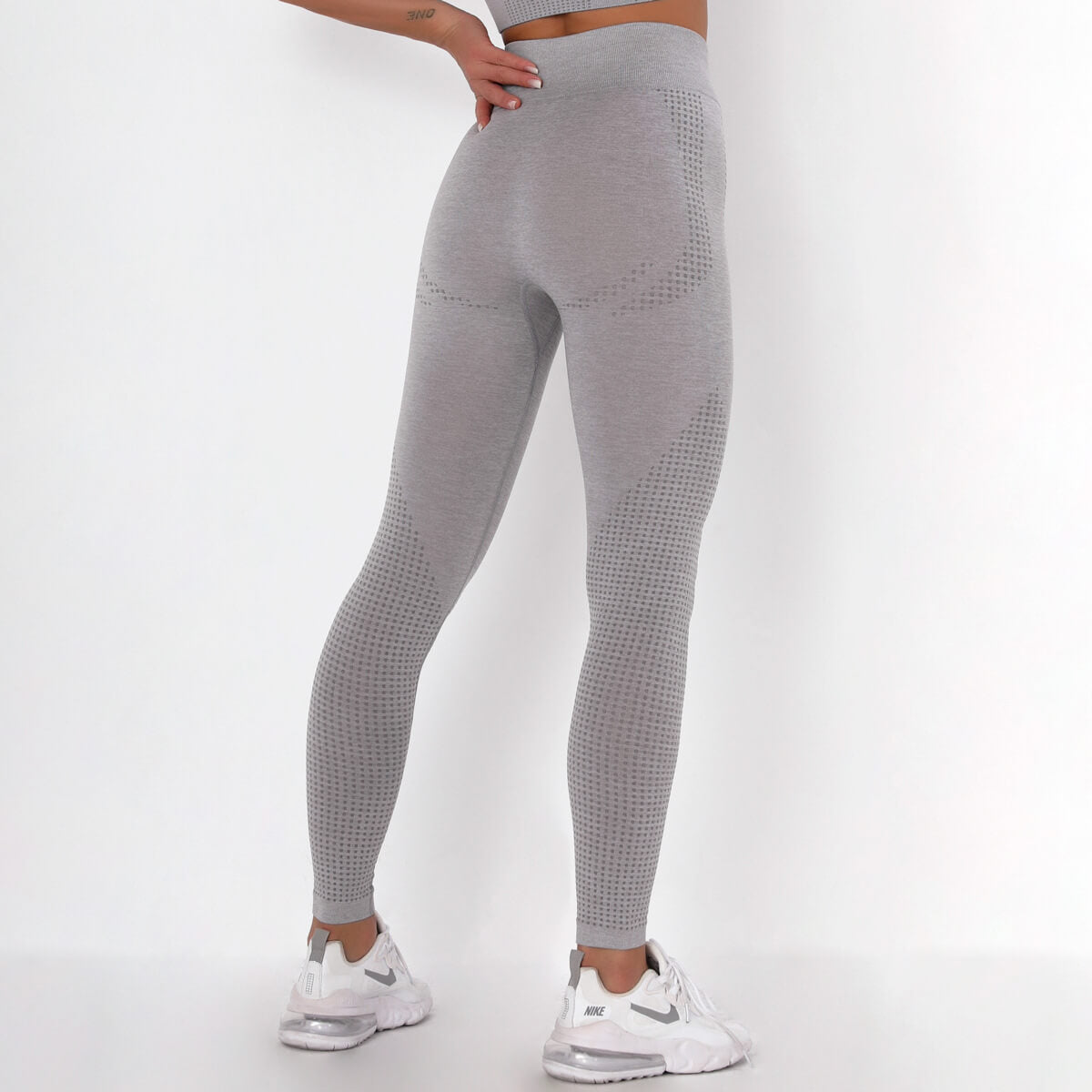 WOMEN'S GYM LEGGINGS - HIGH WAISTED GYM LEGGINGS, VITAL SEAMLESS LEGGINGS FOR GYM WORKOUT - Light Grey Marl | Sheveve.com