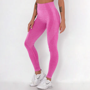 WOMEN'S GYM LEGGINGS - HIGH WAISTED GYM LEGGINGS, VITAL SEAMLESS LEGGINGS FOR GYM WORKOUT - Rose Red Marl | Sheveve.com