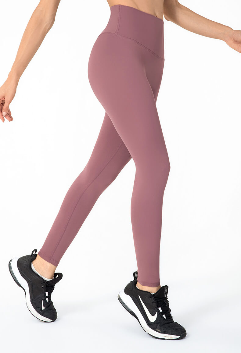 Bean Paste Pink Tight Leggins with Pockets for Women - High Waist Tummy Control Leggins, Fitness Leggins for Yoga Gym | Sheveve.com