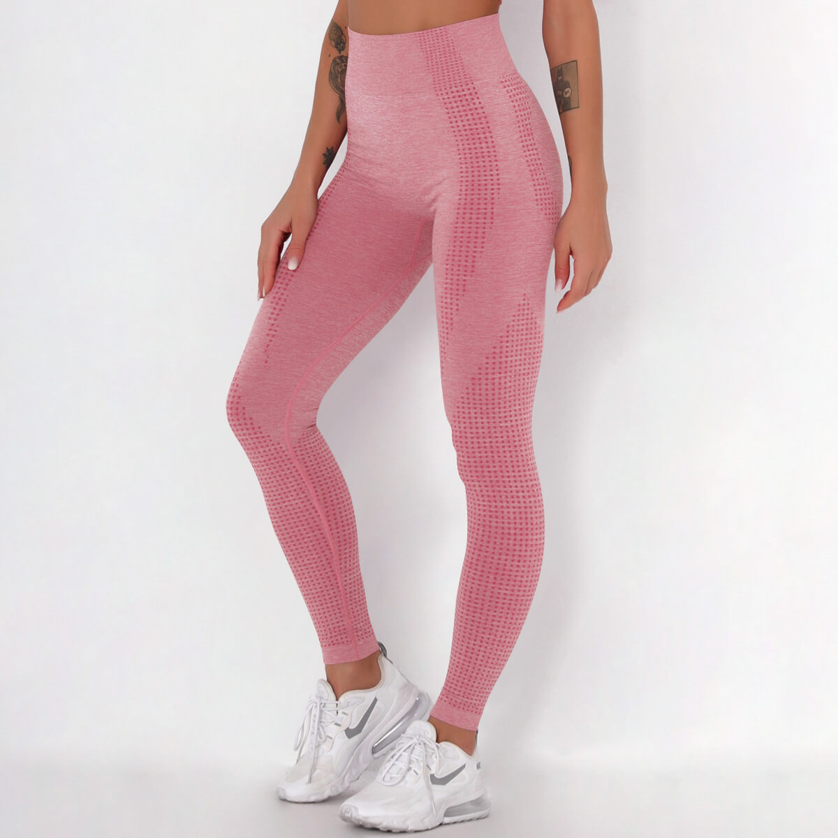 WOMEN'S GYM LEGGINGS - HIGH WAISTED GYM LEGGINGS, VITAL SEAMLESS LEGGINGS FOR GYM WORKOUT - Big Red Marl | Sheveve.com