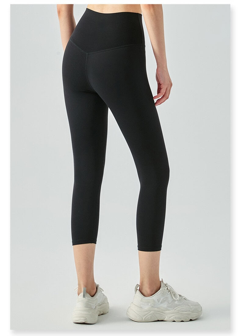 Women's Black Capris Leggings - High Waisted Capris Leggings with Tummy Control, Lightweight Summer Capri Leggings - Back | Sheveve.com