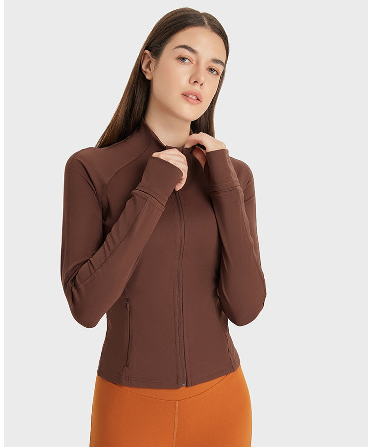 Yoga Jackets for Women - Sports Jackets Super Dry Jackets Zip Up Jackets Define Jacket for Yoga Workout - Brown Coffee | Sheveve.com