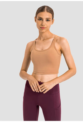 Women's Crop Tops - Sleeveless Crop Tops Built in Sports Bra, Gym Crop Tops Yoga Crop Tops Running Crop Tops for Spring Summer - Burnt Orange | Sheveve.com